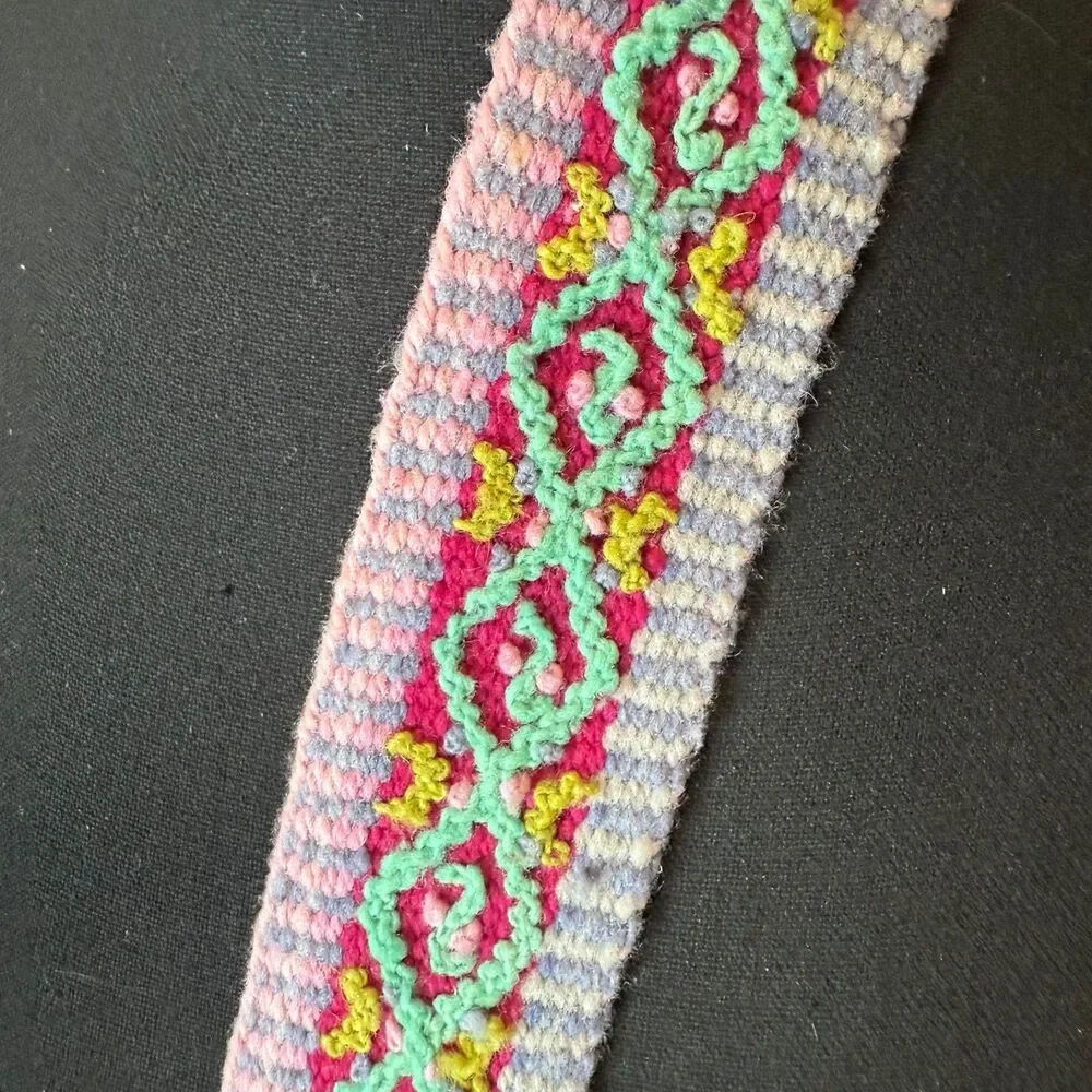 Jenny Krauss Woven Boho Colorful Belt Silver Colored Buckle Women's Size Medium